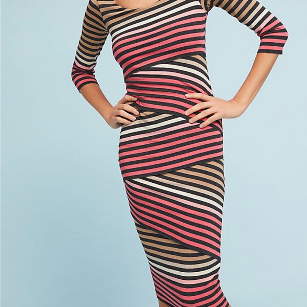 Anthropologie Striped-Knit Column Dress